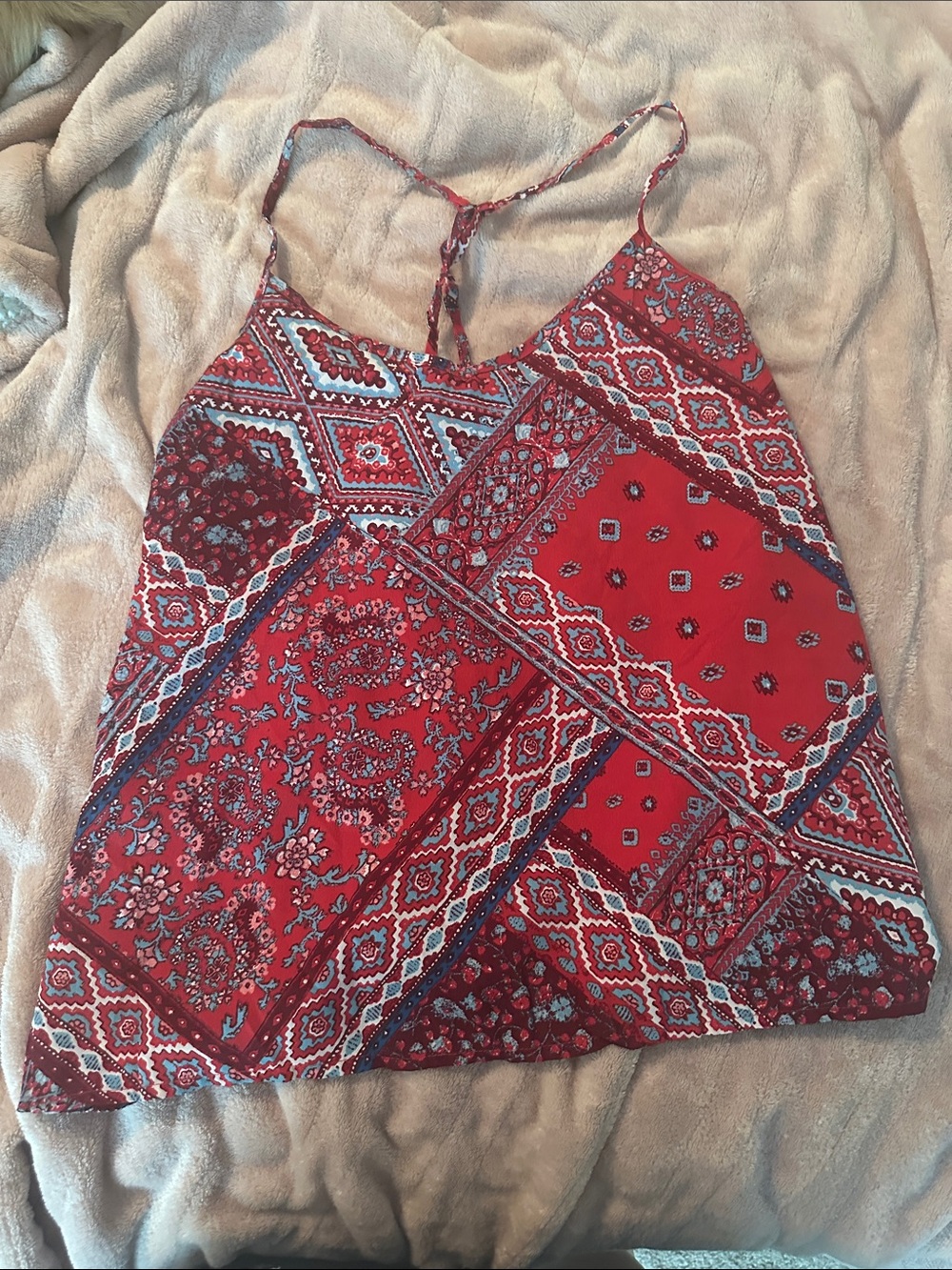 Hollister Red Patchwork Print Camisole